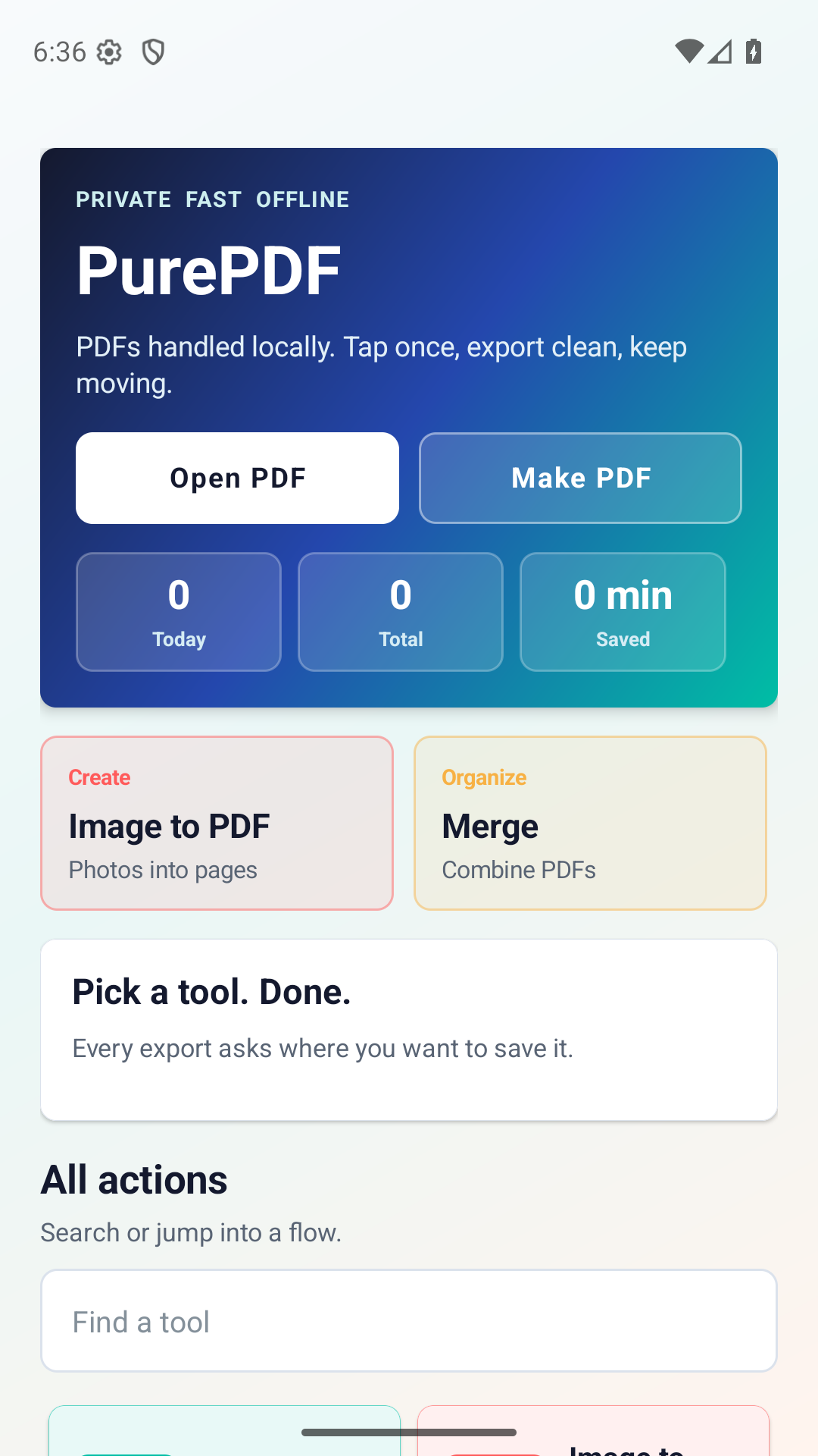 PurePDF: PDF Reader & Tools - اسکرین شات 1