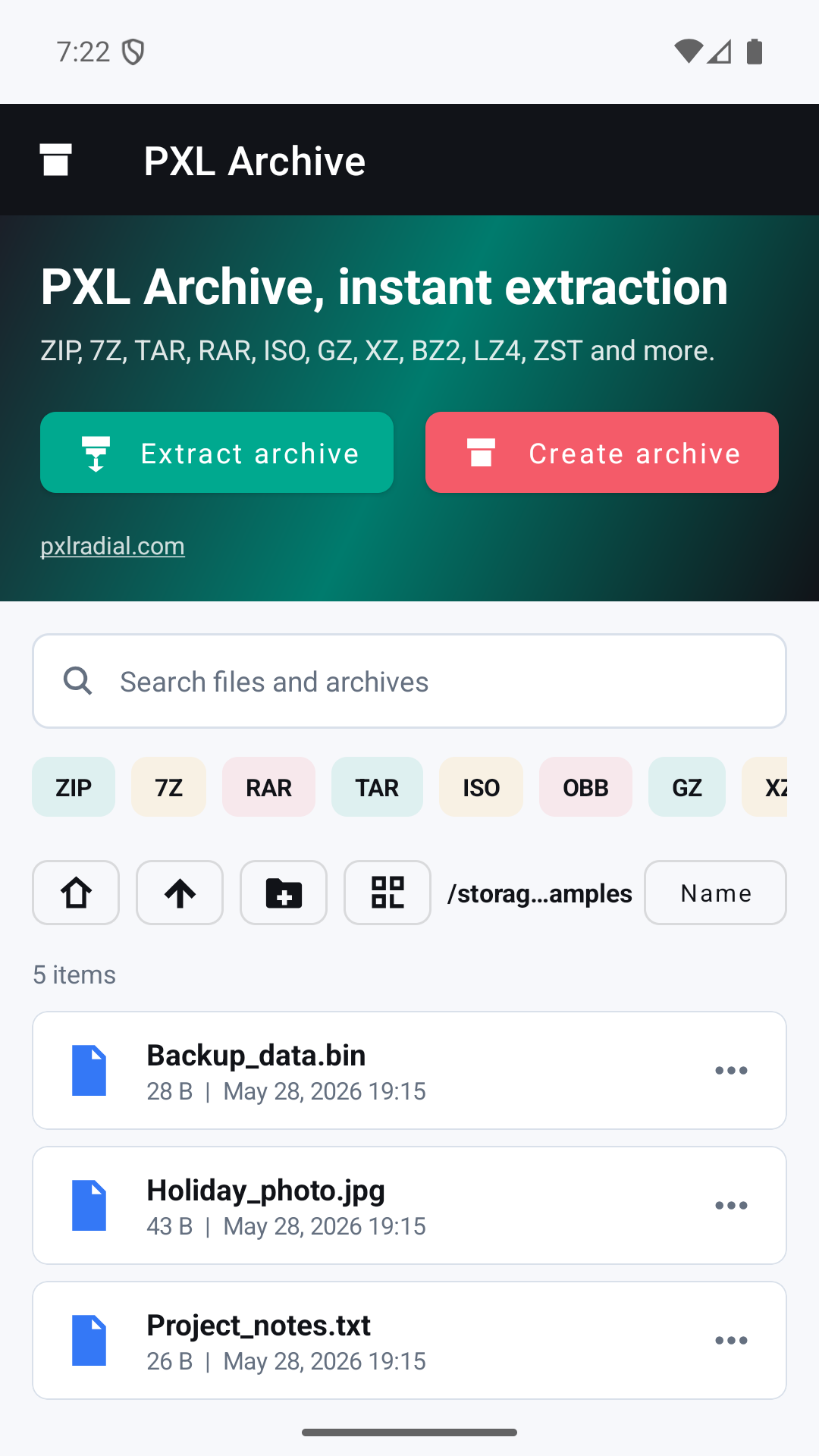PXL Archive: Zip & 7z Tool - capture d’écran 2