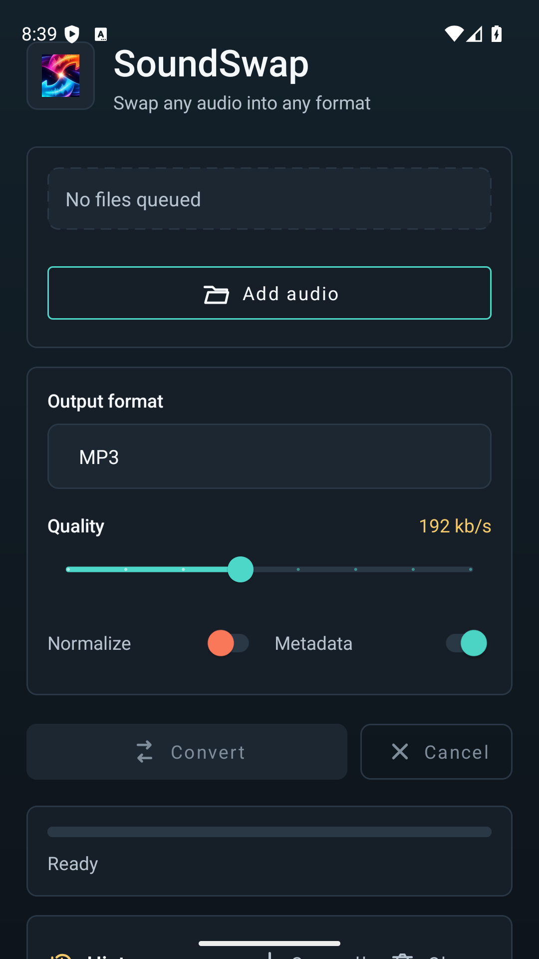 SoundSwap Audio Converter - Screenshot 1
